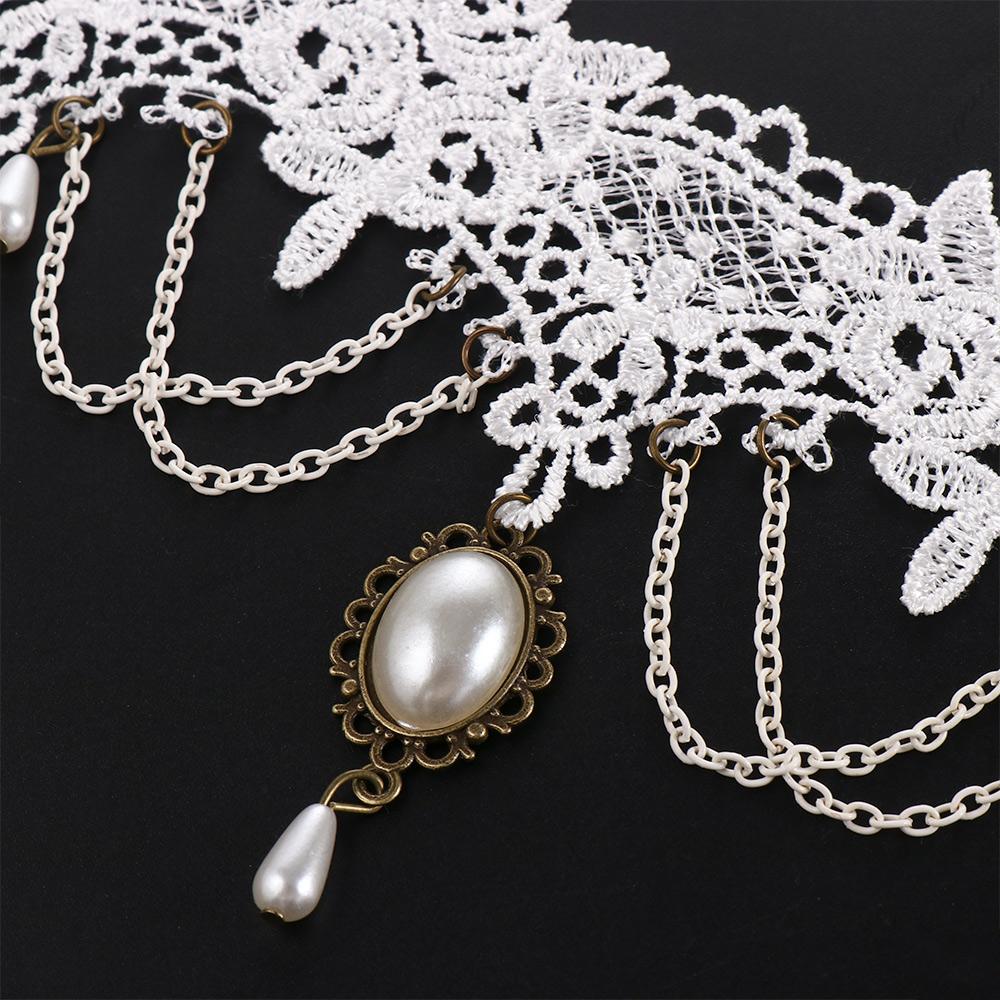 Gothic Handmade Lace Bride Statement White Wedding Choker Jewelry Collar Bridal Necklace