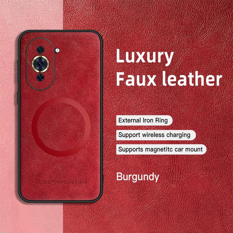 

For Huawei Nova 10 10 Pro PU Leather Magnetic Ring Soft Edge Anti-Drop Anti-Fingerprint Phone Case For Nova 10 Pro красный