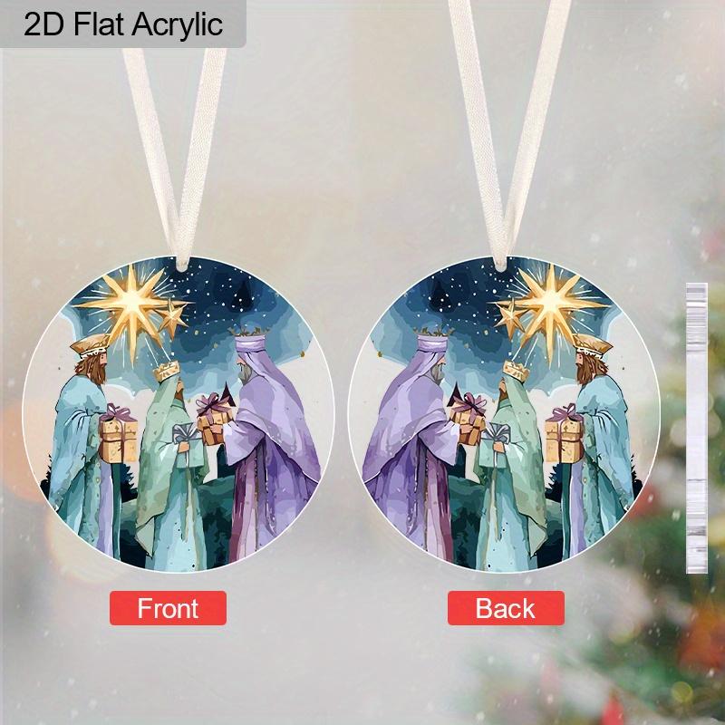 1pc Epiphany, Three Dynasties Saint  Acrylic Round-shaped Pendant, Party Holiday Decor, Home Decor, Window Pendant Decor, Decor Sign(No Electricity)