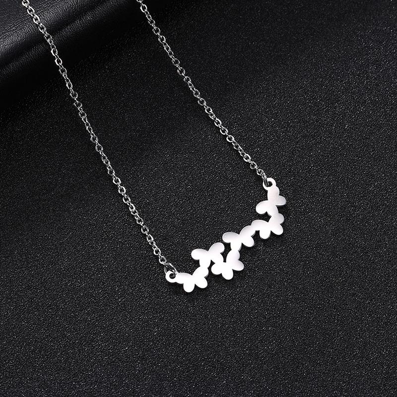 Teamer Delicate Sweet Butterfly Pendant Necklace for Women Girls Stainless Steel Fashion Choker Jewelry Valentine's Day Gift