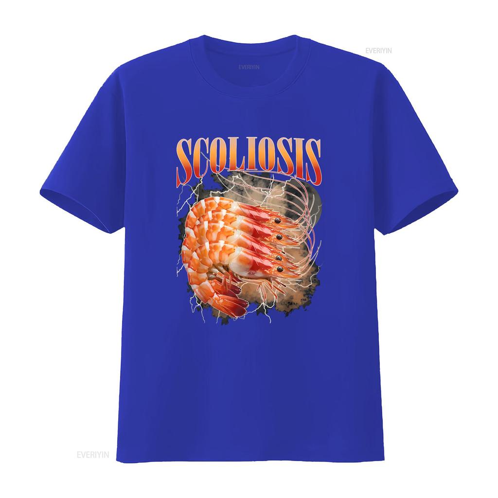 Scoliosis Shrimp T Shirt vintage Washed Versatile Top For Everyday Wear Stretched Comfortable Stylish Soft fashion Slightly