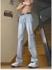 Light Blue Men's Flared Machete Jeans - Versatile American High Street Style, Straight Leg Summer Pants.
