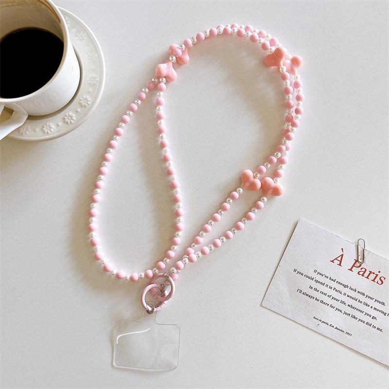 Korean Style Sweet Girl Colorful Heart Handmade Beaded Phone Case Long Chain Strap Crossbody Internet Celebrity New Chain