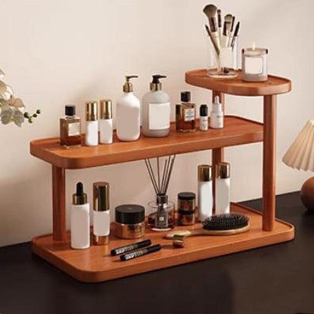 Bamboo Cup Holder Space Saving Doll Figures Model Shelf Durable Cosmetic Storage Tray  Doll Storage