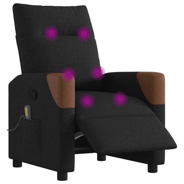 VidaXL Electric Reclining Massage Chair Black Fabric 3324000