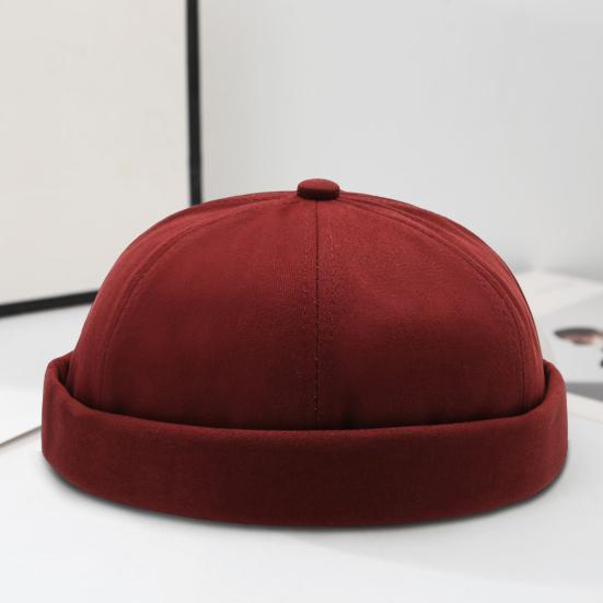 Women Men Beanie Hat Round Solid Color Adjustable No Brim Breathable Decorative Hip Hop Street Dancer Skullcap Headwear