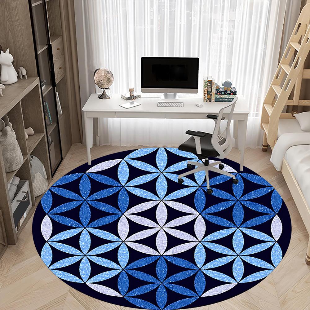 1pc Flower of Life Pattern Chair Carpet for Office Non Slip, Machine Washable Rug for Office, Room Holiday Decor for Christmas, Birthday Polyester