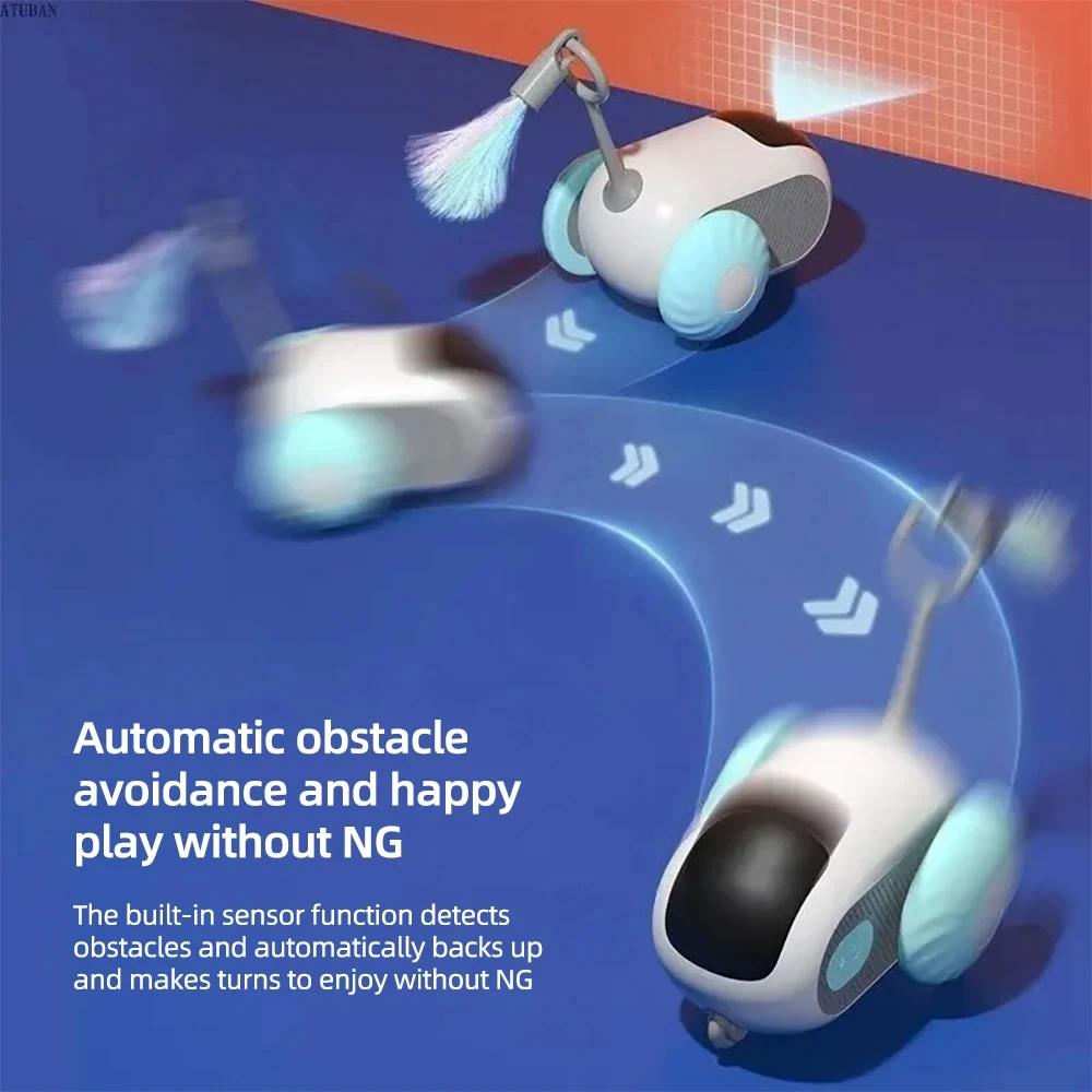 Turbo Tail Cat Toy Three Modes Interactive Electronic Smart Cat Toy Remote Control Rechargeable Automatic Moving  Cat Exercise