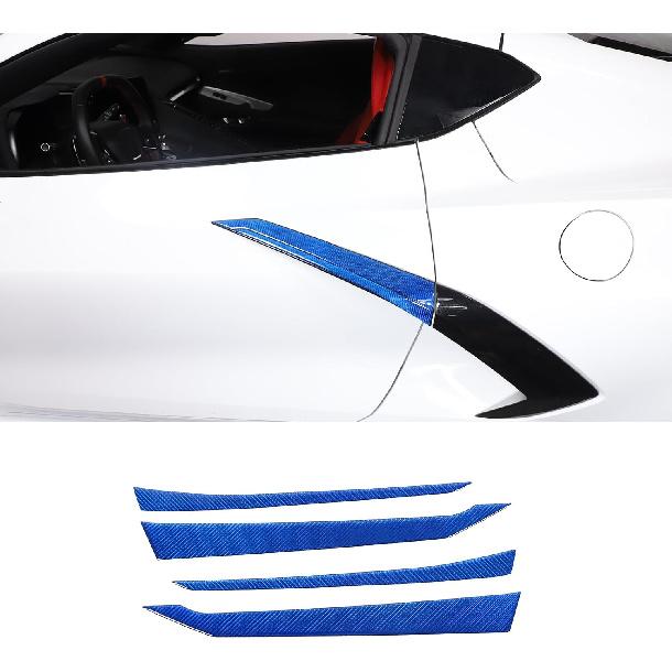 4 Stück Außen Türgriff Abdeckung Zierleiste Kompatibel mit Corvette C8 Stingray 2020-2024 Echte Kohlefaser Seitenkotflügel Lüftungsgitter Tür Zierleiste C8
