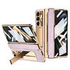 Luxury 5 PC Fold Cover for Samsung for Galaxy Z Fold 5 Full Glass Material Electroplated Film Phone Stand Included Phone Case