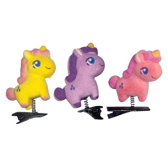 Girl Hair Pin Flocking Cartoon Horse Design Metal Hair Clips Bright Color Decorative Holiday Party Hairpins Hair Accessories