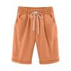Women's Comfortable Linen Casual Beach Shorts Loose Solid Color Fifth Pants with Pockets