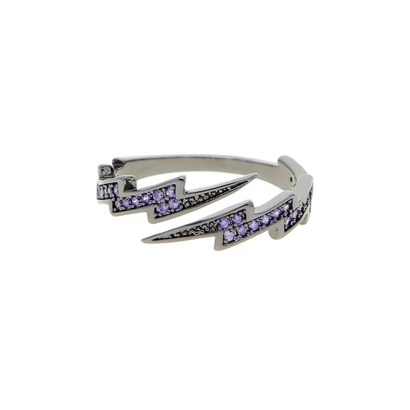 Hip Hop Gold Plated Icy Finger Rings Jewelry Fashion Iced Out Cubic Zirconia Wedding Ring Men Opening Diamond Lightning Ring