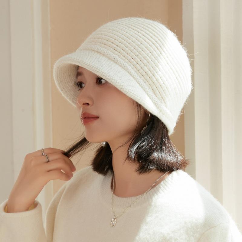 Women's Autumn and Winter Wool Hat French Beret Warm Ear Protection Windproof Piled Thickened Knitted Hat