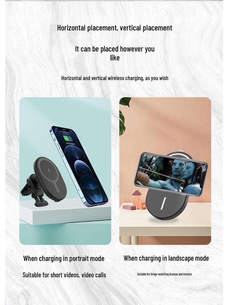 15W Magnetic Wireless Car Charger with Air Vent Holder