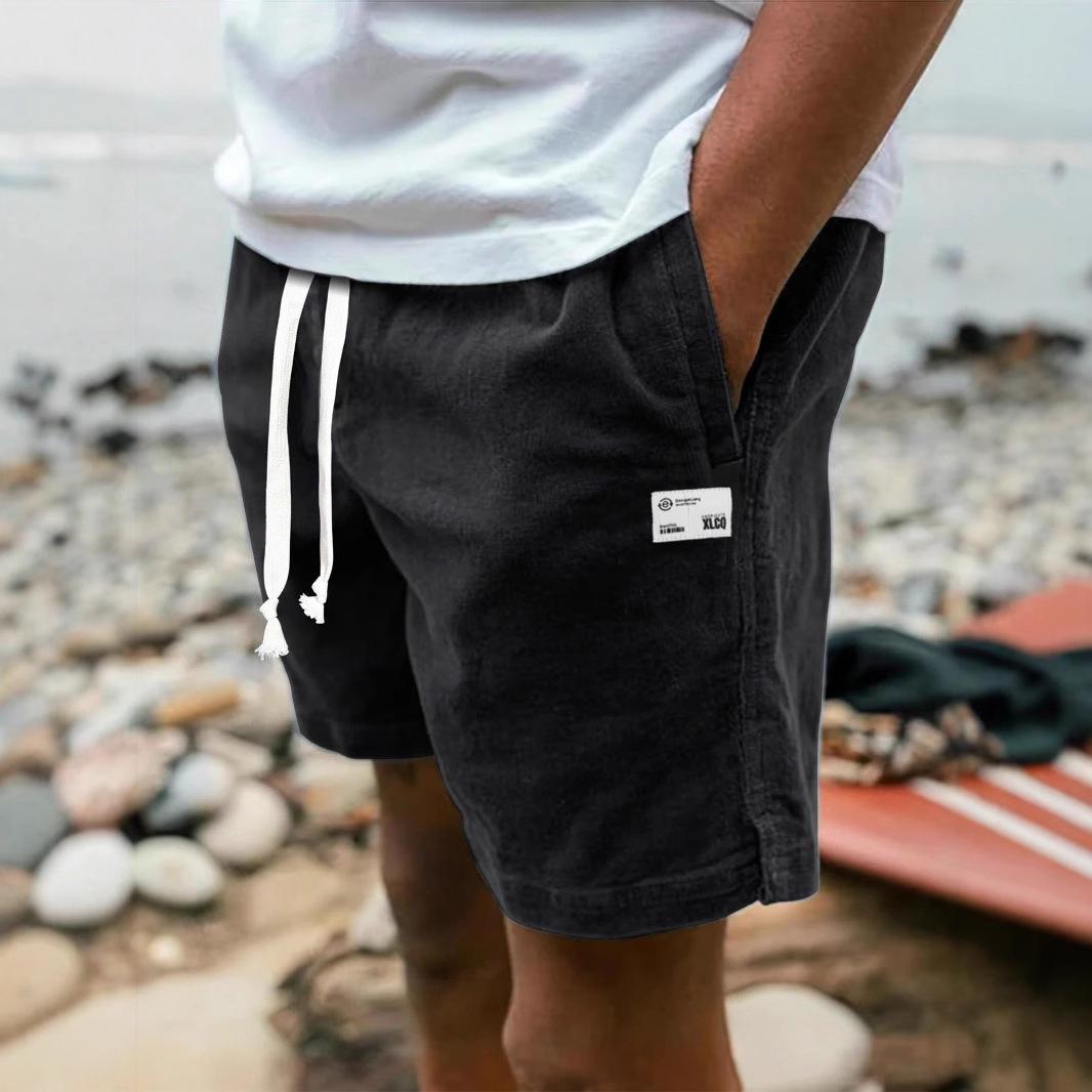 

Мужские летние спортивные свободные пляжные шорты - повседневные пятиточечные шорты в американском стиле Small чёрный