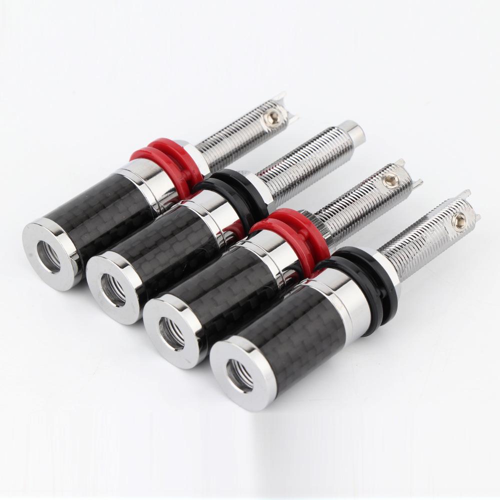 Carbon Fiber Rhodium White Gold Speaker Binding Posts & Female Sockets