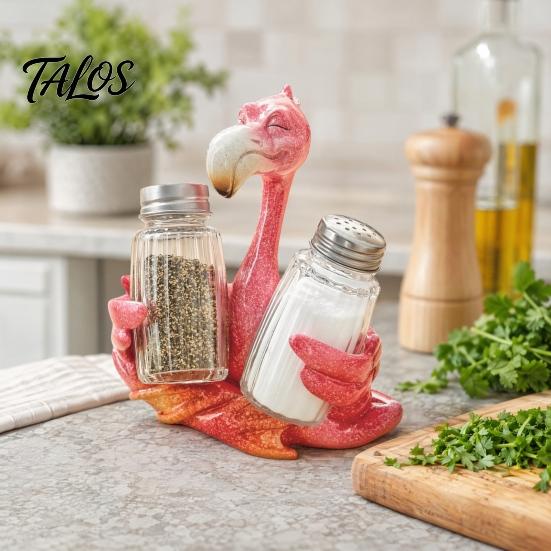 Cartoon Style Kitchen Rack Creative Animal Condiment Holder, Resin Organizer for 2 Spice Sculpture Jars, Cute Flamingo Pelican Dolphin Octopus Decor,