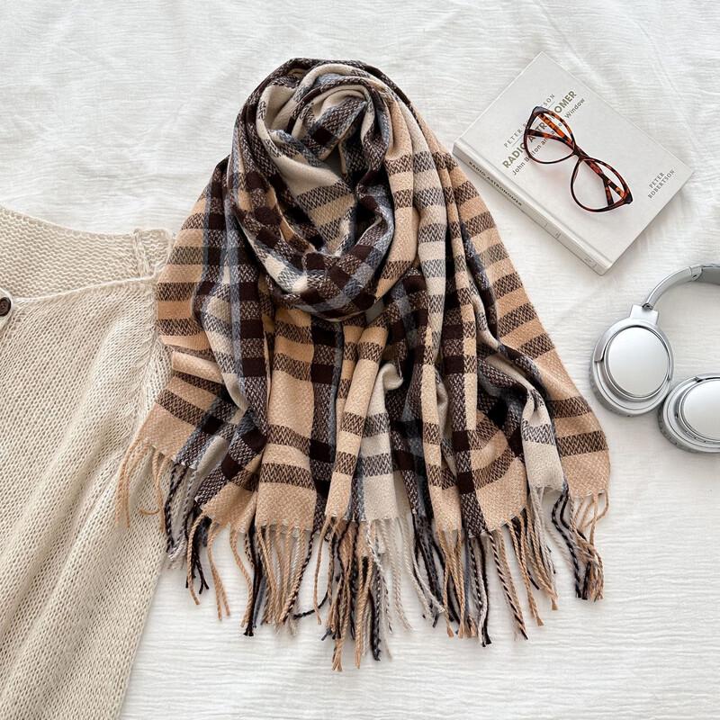 Fumai De Warm Plaid Imitation Cashmere Scarf