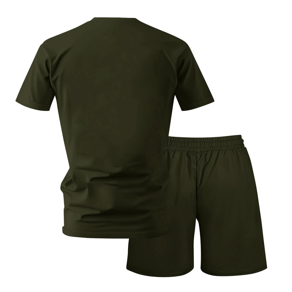 Herren Plus Size Lockere Passform Kurzarm T-Shirt und Shorts Set Lässiges Zweiteiliges Outfit mit Aufdruck Bequeme Passform