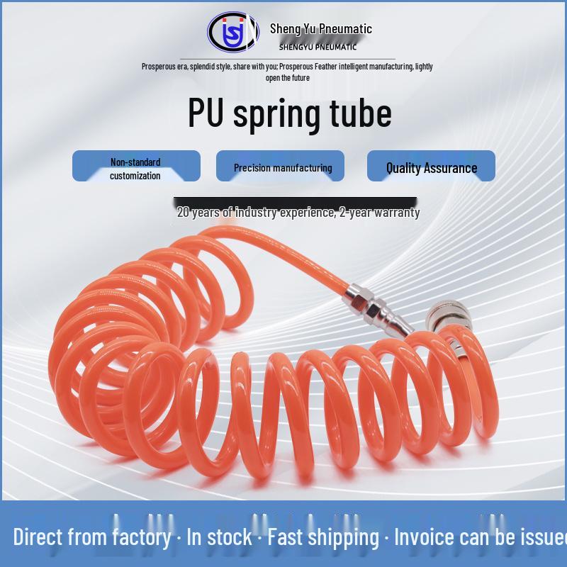 PU High-Pressure Telescopic Spiral Air Hose for Compressor, 8x5mm, 12x8mm