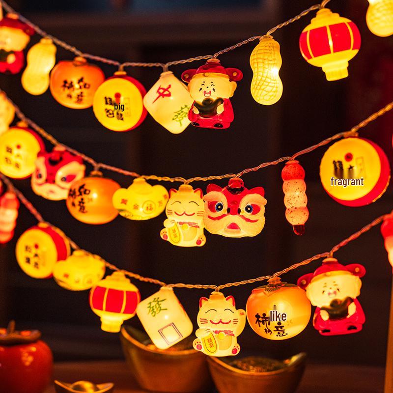 

Year of the Snake New Year String Lights - Spring Festival Atmosphere with Fu Character & God of Wealth, Flashing Fairy Lights for Festive Decor 2m 10 lights [Battery] Steady