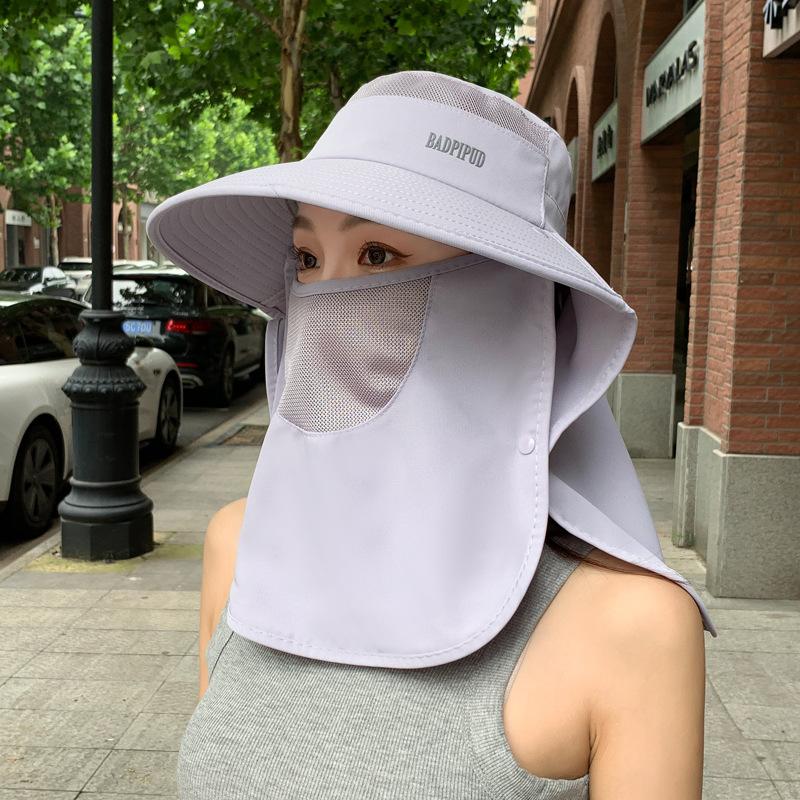 Solhatt dame sommer solbeskyttelse ny stor brem sjal ansiktsdekning bøttehatt stort hodeomkrets strandhatt