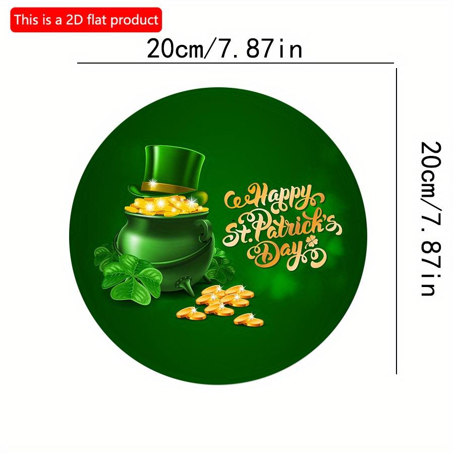 

2D плоский 20*20см1шт С Днем Святого Патрика Трехлистный клевер и узоры в виде шляпы зеленая тема круглая дверь Подвеска, День Святого Патрика подвесная деревянная Подходит 20*20cm