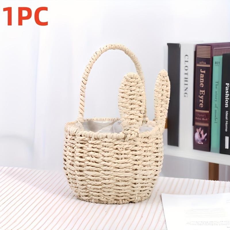 

Деревенская плетеная корзина-кролик с ушами, милая пасхальная корзина для цветов, конфет, пасхальных яиц, многоцелевой плетеный контейнер для хранения