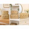 Rattan Storage Basket with Woven Lid Textured Desktop Organizer for Household