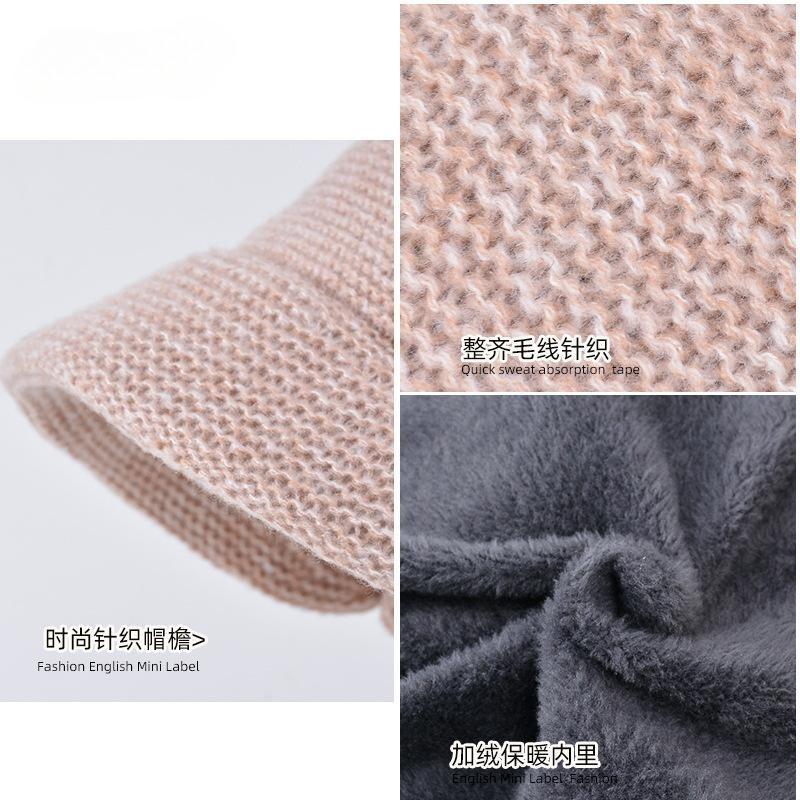 Winter Hat, Scarf Set, Velvet, Cold-proof and Warm Knitted Hat, Women's Hat with Brim, Ear Protectors, Wool Hat.