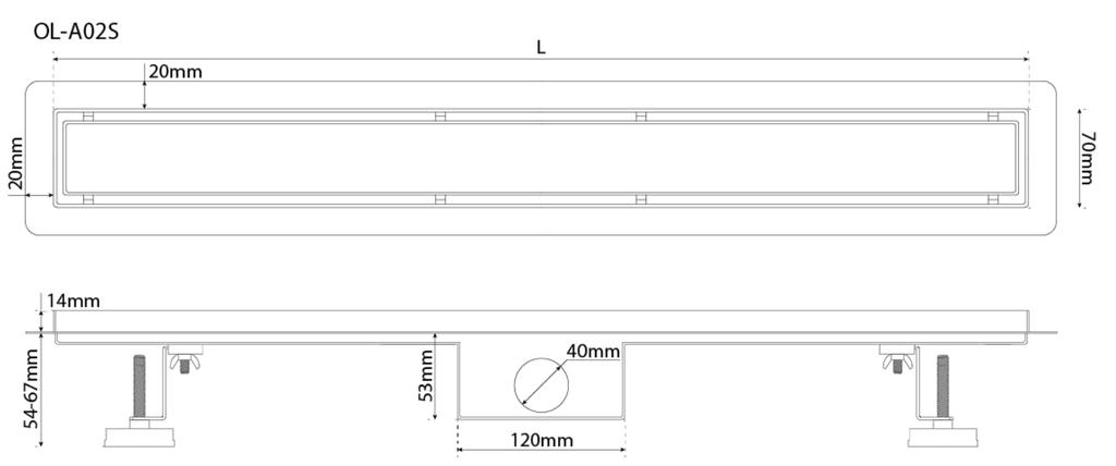 Stainless Steel Linear Floor Shower Drain, Gold, 60 Cm