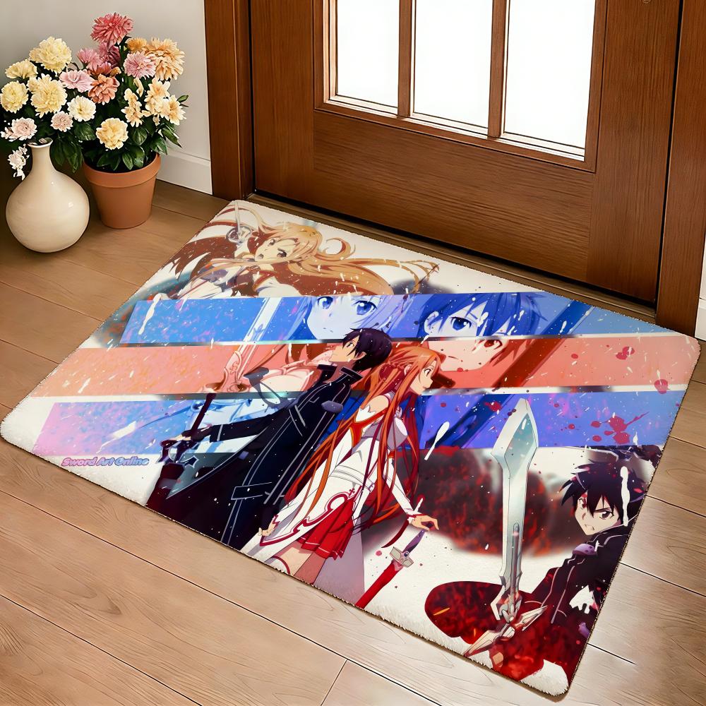 Hot Anime S-Sword Art Online Floor Mat Cozy Flannel Soft Thick Non-Slip Mat For Living Room Bedroom Kitchen Decor Rugs