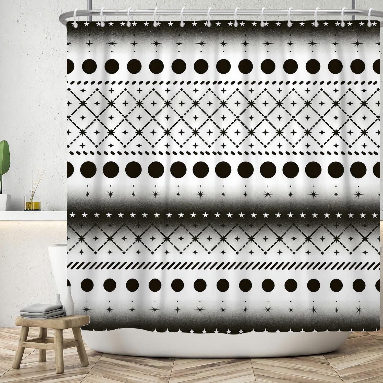 

Modern 3D Geometry Shower Curtains Minimalist Lattice Waterproof Polyester Fabric Bathroom Accessories Black Gray Bath Curtains W90 x H180cm