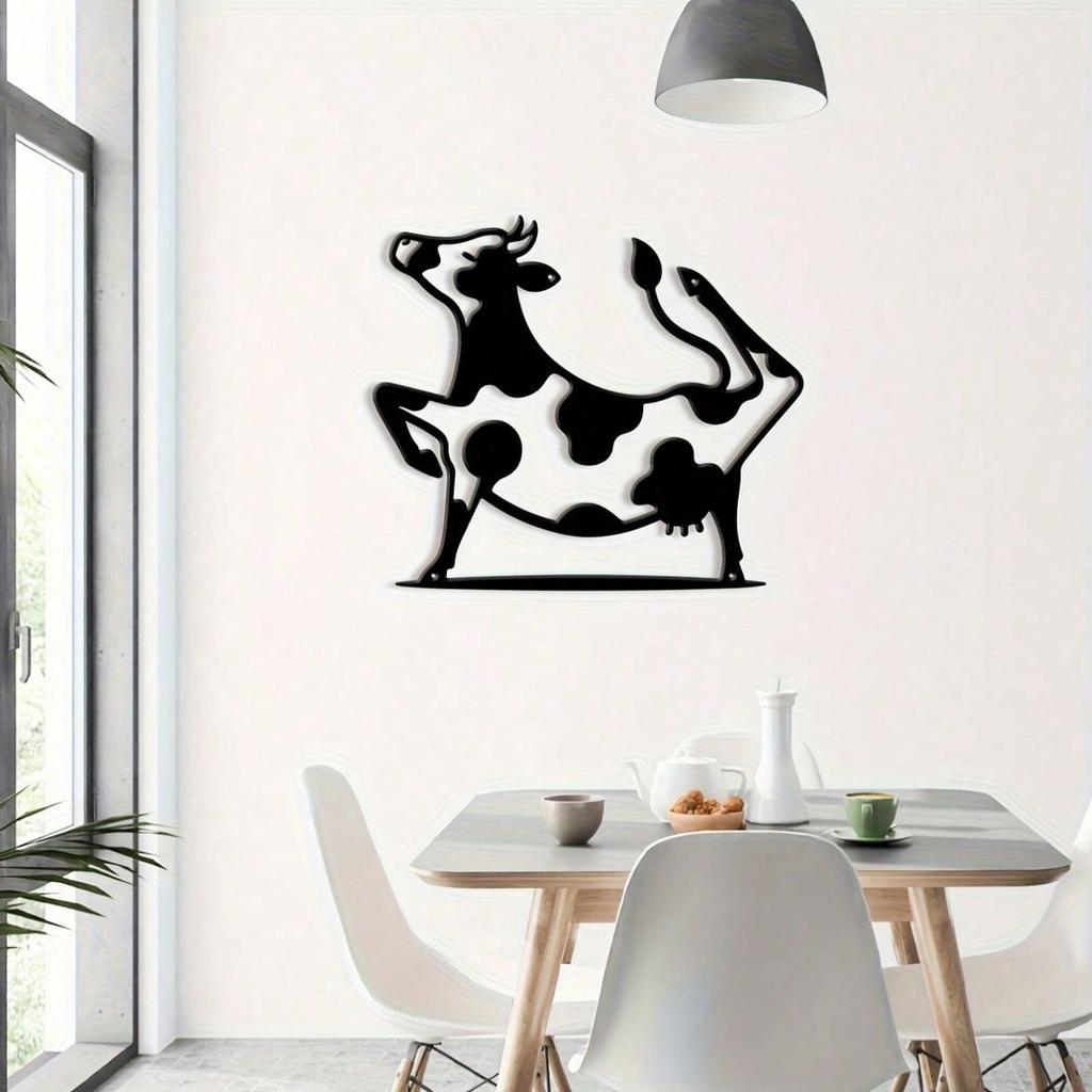 Dancing Cow Metal Wall Art Farmhouse Decor Sculpture Gift