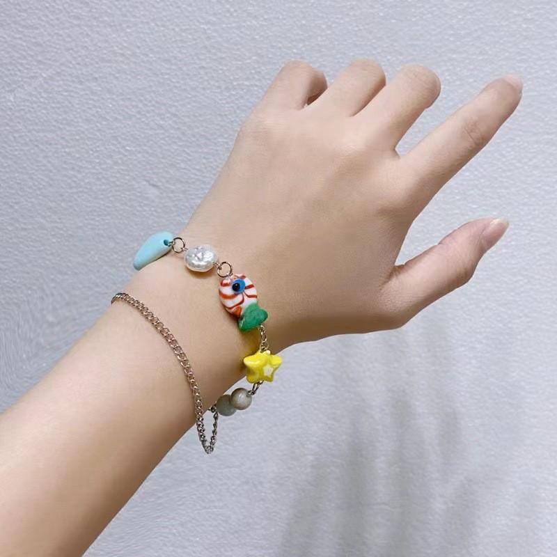 Chinese Retroinspired Style Alloy Bracelet For Women With Beads Geometric