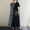 Kurzarm Plus Size Baumwolle Vintage Blumenmuster Neu in Kleidern für Damen lässig locker Maxi langes Sommerkleid