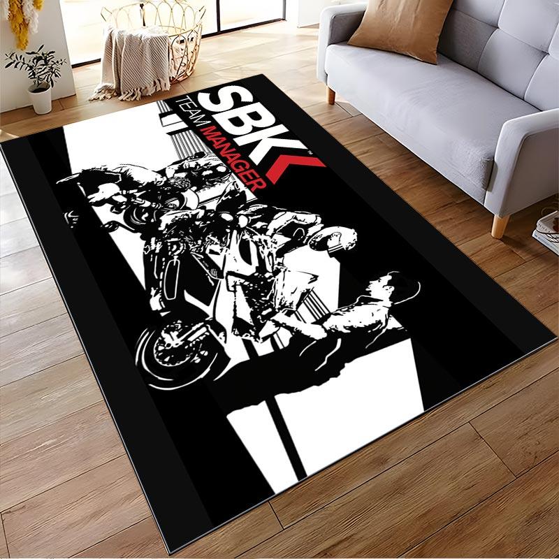 "Motorcycle Racing Theme Carpet with SBK Team Manager Design" Suitable for use as an anti-slip for living room bedroom sofas