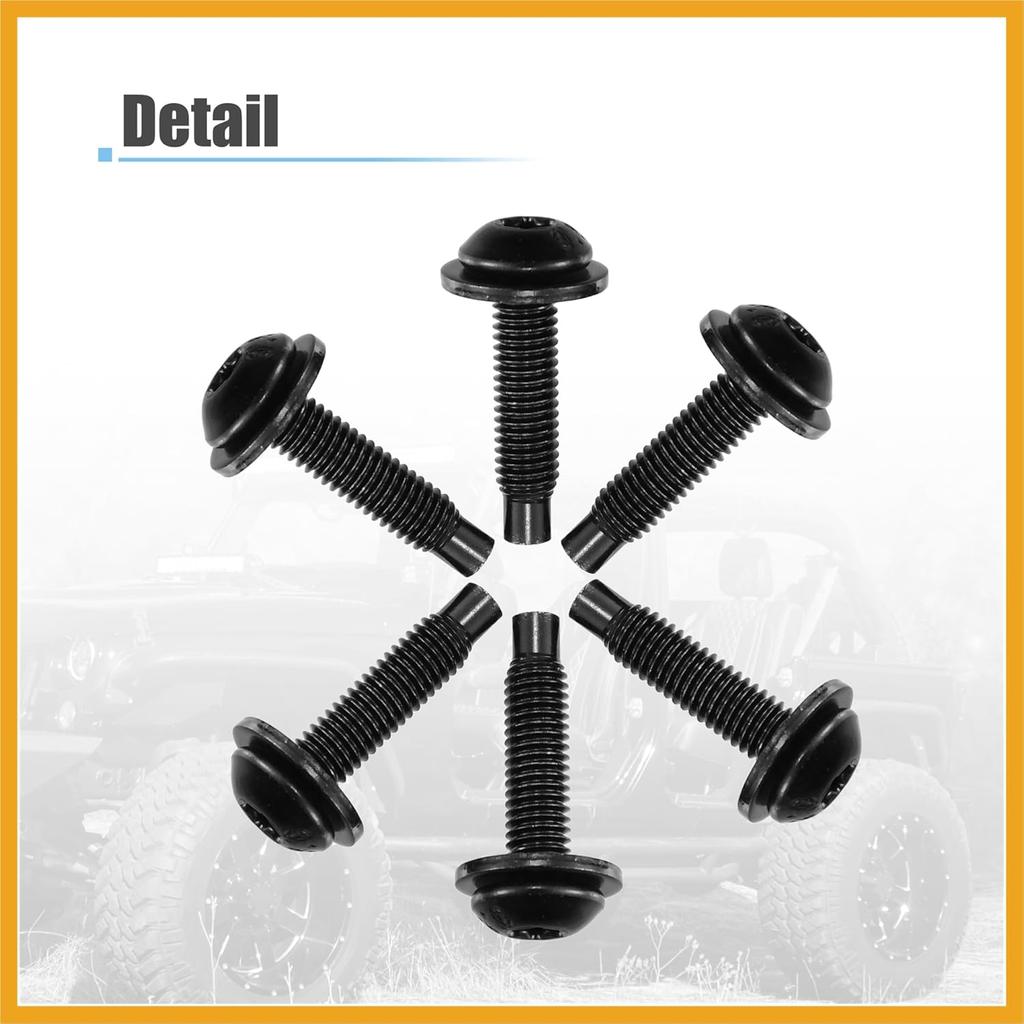8pcs Hard Top Torx Screws Bolts for Jeep Wrangler JK 2007-2018 Extra Long Automotive Replacement Bolts Stainless Steel Black Replacement