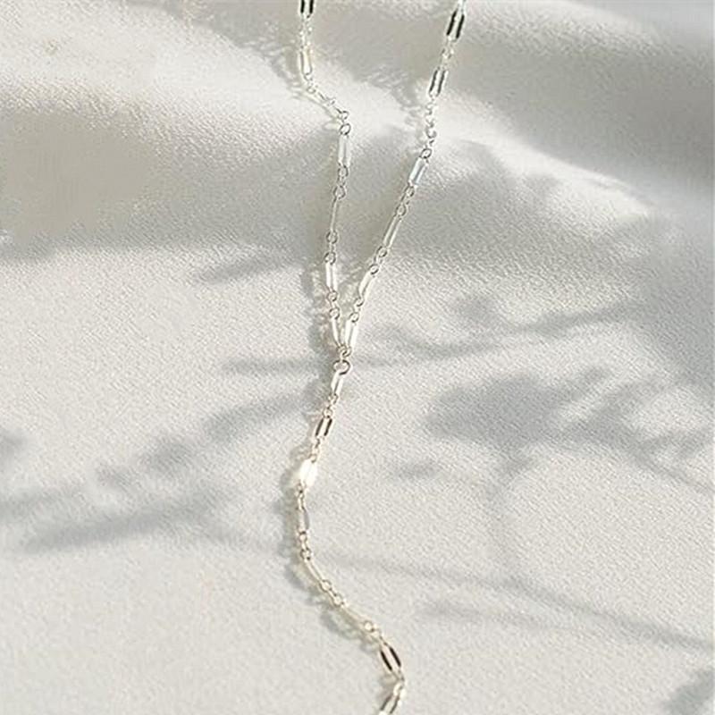 Fashion Geometric Y-shaped Sweater Chain for Women, Cold Wind Double Lip Chain Fringed Necklace