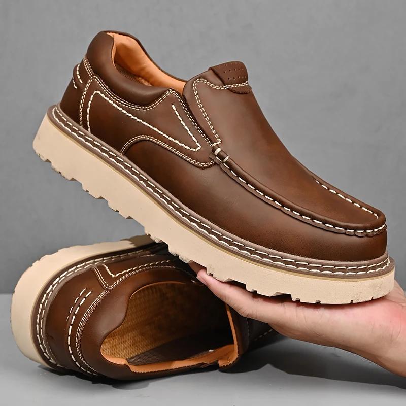 Fashion Luxury Brand Winter Genuine Leather Casual Shoes Men New Fashion Business Oxford Shoes High Quality Designer Work Shoes