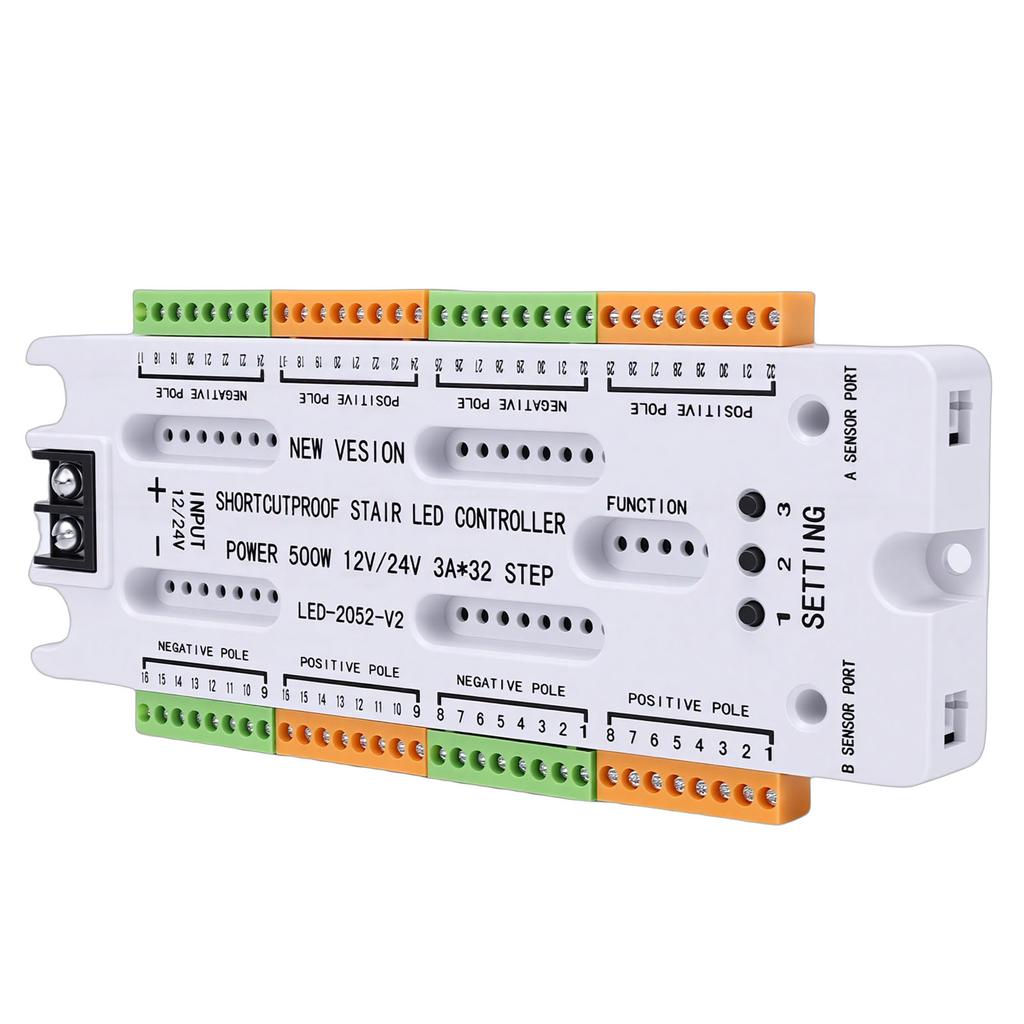 LED-Treppenlicht-Controller Bewegungssensor 32-Kanal Körpererkennung Stufenlicht-Controller mit Kurzschlussschutz