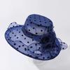1 Stück Kentucky Derby Organza Kirchenhüte mit breiter Krempe Rüschen Blume Damen Netz Sonnenhut