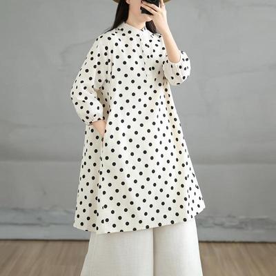Plus Size Vintage Dot New In Dresses for Women Casual Loose Midi Summer Shirt Dress