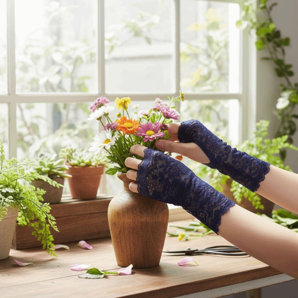 Breathable Lace Half Finger Gloves 10/15/18/21cm Driving Gloves  Wedding Events