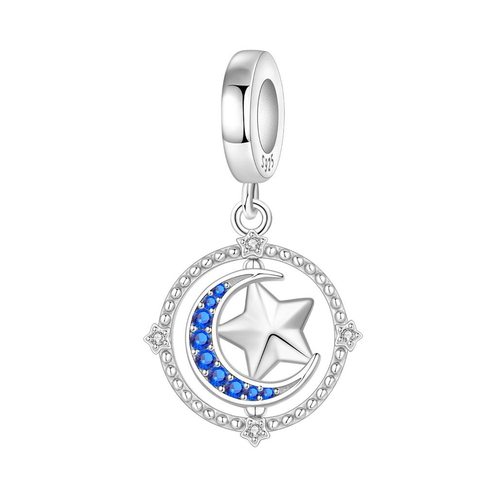 925 Silver Blue Love Snowflake Castle Pendants Bracelet Charms Fit Women Jewelry Party Beads DIY Fine Gifts Accessories