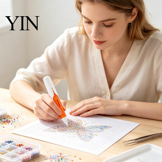 Art Craft Hobby Tool Automatic Bead Dispenser, Wax-Free Faux Diamond Pen, Ergonomic Precision Dispensing Pen Applicator for Round Diamonds, DIY Crafts
