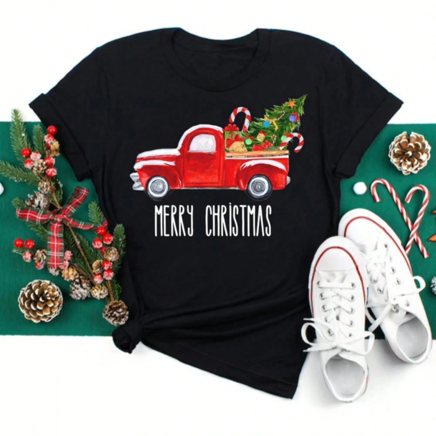 Happy Christmas T-Shirt T-Shirt Cartoon Christmas Theme Tshirt Plus-Size Tops Daily Christmas Celebration Wear S разноцветный