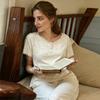 Modal Cotton Pajamas Women's Summer High-end Sense European and American with Chest Pads Can Be Worn Outside Loungewear Suit