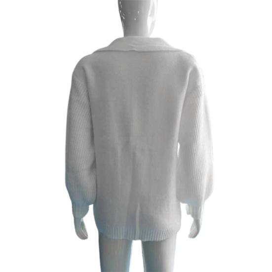 Women Suit Coat Suit Lapel Long Sleeve Solid Color Knitting Coat with